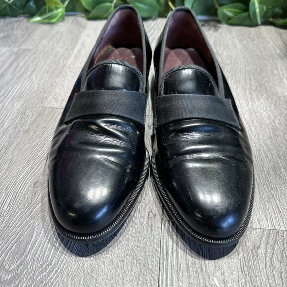 Salvatore Ferragamo Men Size 7 D Black Patent Leather Tuxedo Loafer Dress Shoes main image 4
